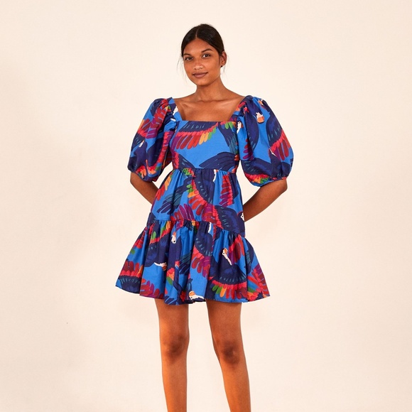 knee length dresses for ladies Sand Macaw Jungle Organic Cotton T-Shirt Dress – FARM Rio